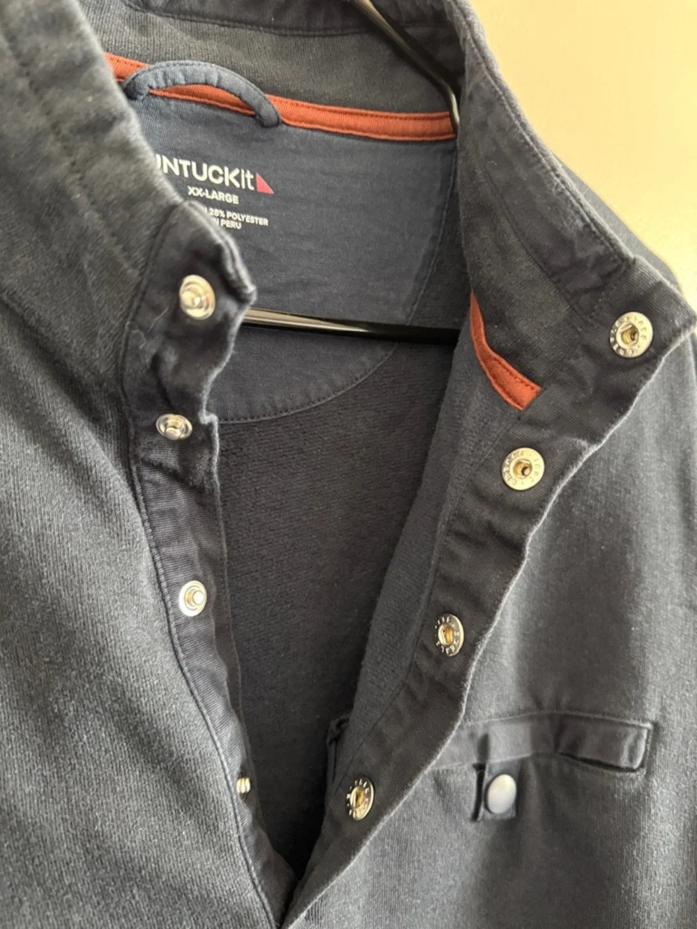 UNTUCKit Dark Navy 1/4 Snap Fleece Pullover Preppy Business Casual Men's XXL